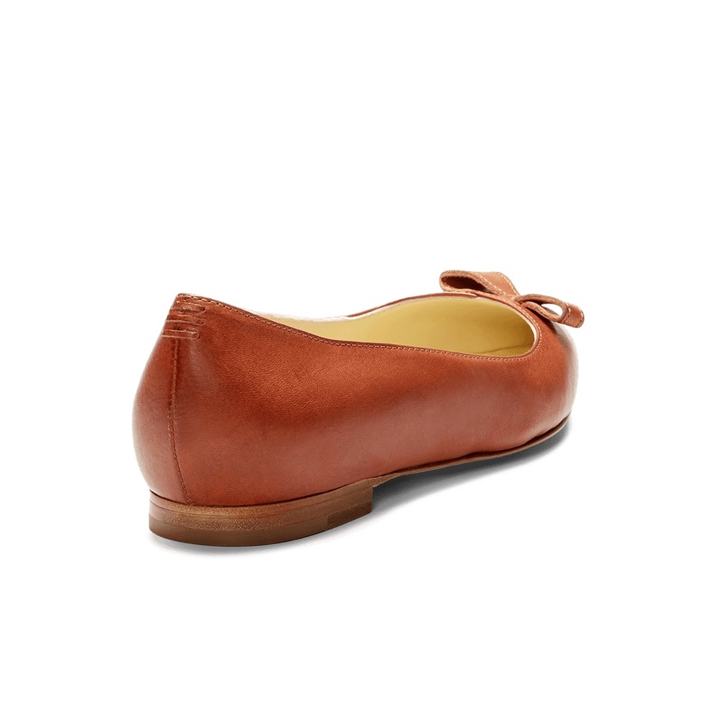 Sarah flint (Natalie) Elegant Brown Leather Flats with Bow - Picture 2 of 10